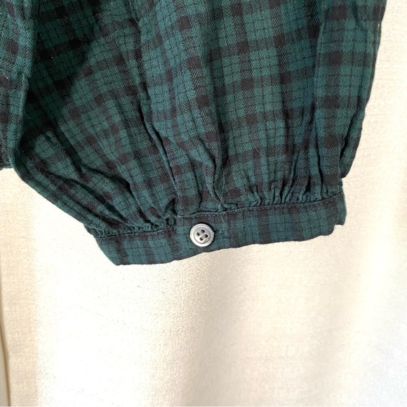 MADEWELL Tartan Plaid Button Up Peasant Blouse Balloon Sleeves XL - Picture 7 of 10